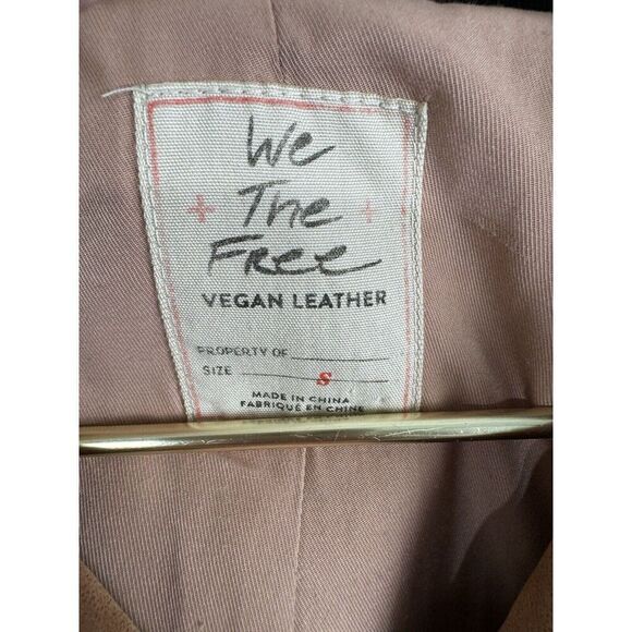 Free People We The Free Sz S Harriet Hooded Vegan Leather Moto Jacket Chocolate - Picture 8 of 10